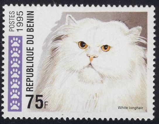 1995 Benin White Longhair Cat Postage Stamp