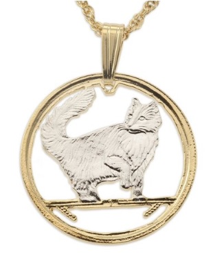 Norwegian Forest Cat Pendant and Necklace for sale by The Difference World Coin Jewelry