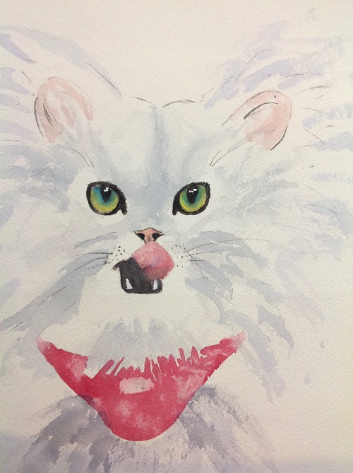 Commissioned Painting of a cat named Pipkin by artist Karen Thomas