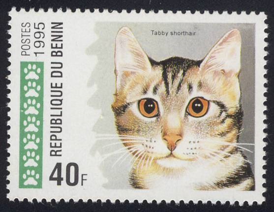 1995 Benin Tabby Shorthair Cat Postage Stamp