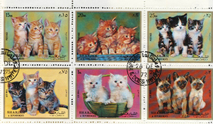 Domestic Kittens Postage Stamps from Sharjah and Dependencies