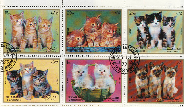 Sharjah and Dependencies Domestic Kittens Postage Stamps
